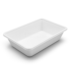 Cajas de Comida Clásicas Blancas Ecológicas Desechables de Bagazo Hechas a Medida al por Mayor, 650ml, Rectangulares, Biodegradables - Product Image 1