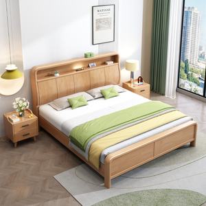 Ensemble de meubles de chambre à coucher, cadre en bois massif, lit double king size en bois, lit double avec rangement pour la maison et l'appartement - Product Image 6