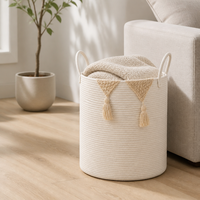 Panier de rangement ovale en coton tissé fait main, grand, pliable, écologique, doux, durable, avec logo personnalisé OEM ODM, prix usine