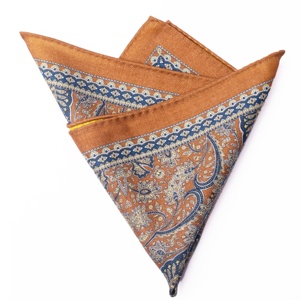 Jacinth Jaune Double Face Imprimé Hanky 100% Laine Mouchoirs de Poche Hommes Mouchoir pour Vente en Gros - Product Image 2