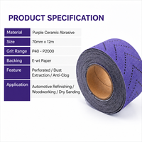 Rouleau de ponçage céramique violet 3M de qualité supérieure 70MM*12MM GRIT 40 pour ponçage à sec automobile
