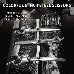 Ciseaux à cheveux effilants Maclura Colorful 6.0 pouces en acier inoxydable, pour droitiers, directement de l'usine - Product Image 2