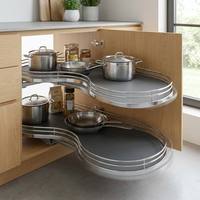 Meubles de cuisine carrés modernes en bois massif, organisateur d'angle magique sous évier, pré-percé avec éclairage intégré