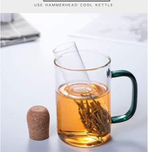 पारदर्शी बोरोसिलिकेट ग्लास चाय के लिए कोर्क ढक्कन फिल्टर और धातु के बर्तन के साथ सेट किया गया - Product Image 3