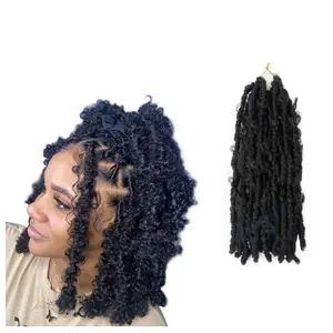 Butterfly Locs Crochet Synthetic Hair Soft Butterfly Faux Crochet Fiber Braiding Hair for Black Woman