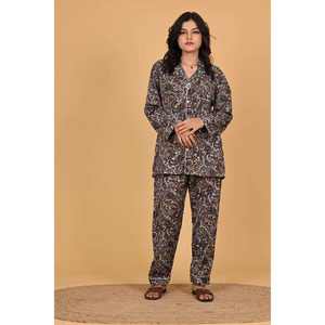 Conjunto de Pijama de Algodón Estampado Floral, Ropa de Dormir Transpirable y Cómoda, Ropa Casual para Estar en Casa, Elegante Traje de Noche - Product Image 2