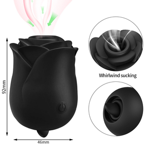 Jouet sexuel rose, puissant stimulateur clitoridien, langue suceuse et lécheuse, 2 en 1, vibrateur rose <span class=keywords><strong>noir</strong></span>, vibrateur en forme de rose pour femmes - Product Image 3