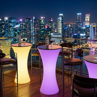Table haute ronde moderne en plastique lumineuse personnalisée avec design cintré pour événements, restaurants, boîtes de nuit, gymnases et bars