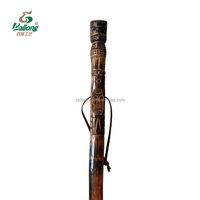 Canne de marche en bois naturel vintage verni avec poignée sculptée de style totem indien, fabrication d'usine depuis 20 ans