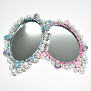<span class=keywords><strong>Espejo</strong></span> de maquillaje con joyas ovaladas de estilo Vintage de alta calidad, exquisito diseño de perlas de cristal, nuevo <span class=keywords><strong>espejo</strong></span> cosmético - Product Image 1