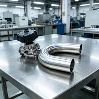 Vanne à diaphragme sanitaire DN25 PN16 en acier inoxydable 316L avec volant de type U et raccord stérile Tri-Clamp pour l'industrie pharmaceutique
