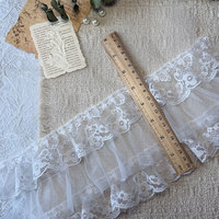 Dentelle brodée à double couche, dentelle plissée, robe lolita, robe de mariée, garniture en dentelle, usine de dentelle.