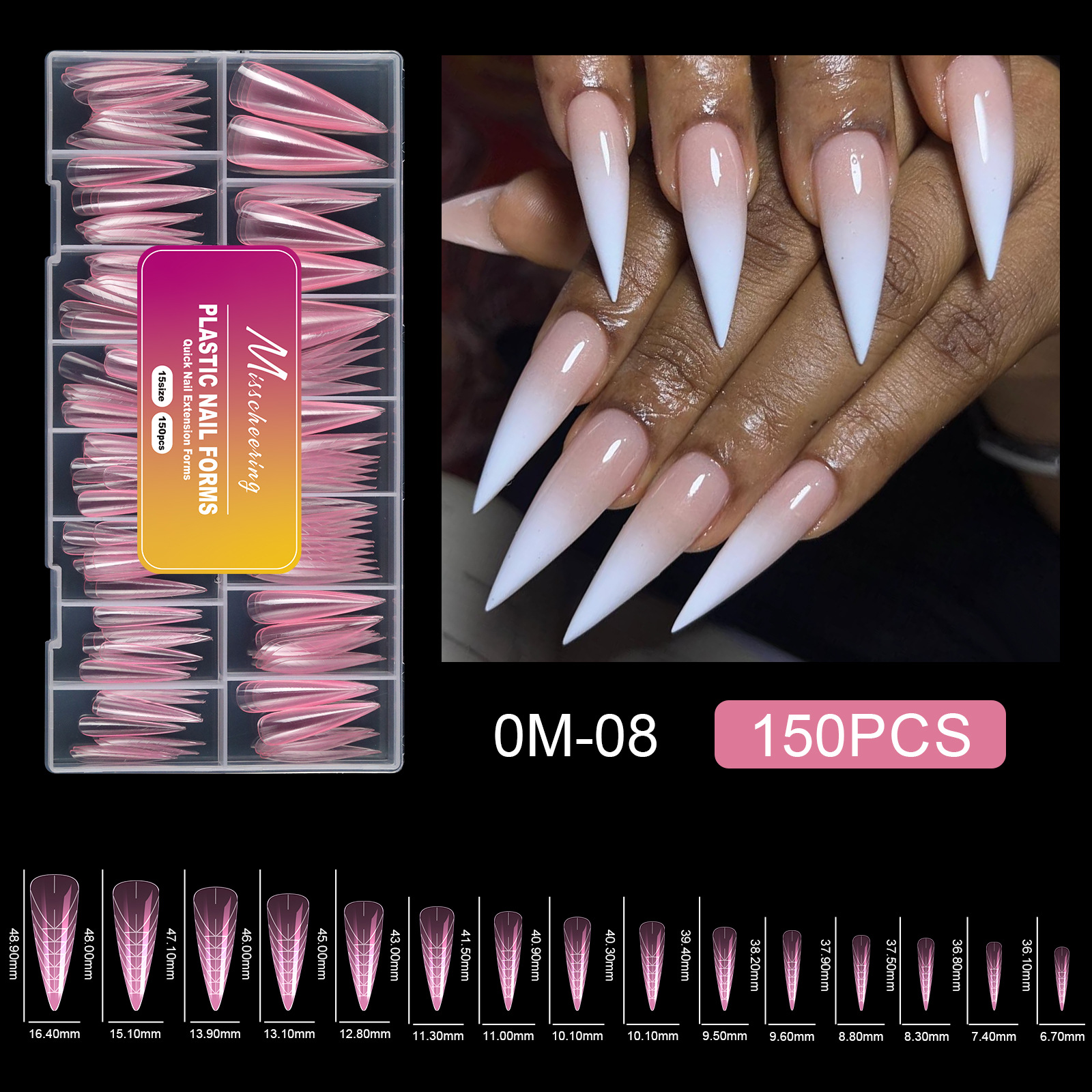 150pcs pink nail model 08