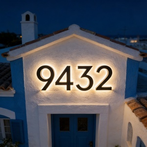 Numeri Civici LED Retroilluminati 12V <span class=keywords><strong>con</strong></span> Design Gratuito, Insegna Moderna 5V per <span class=keywords><strong>Indirizzo</strong></span>, Targhe per Porta d'Ingresso per Decorazione Casa - Product Image 4