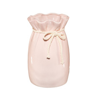 Vase à fleurs en céramique de table en gros d'usine couleur rose et blanche Art déco Design décor à la maison et vase à plantes