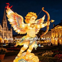 Grande lanterne en soie imperméable faite à la main de Zigong, motif Cupidon, pour la Saint-Valentin, Pâques, décoration extérieure durable, lumière à économie d'énergie