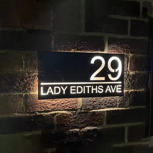 Personalizado moderno LED acrílico casa número signo madera Metal nombre puerta placas para el hogar Hospital Oficina Hotel apartamento habitación - Product Image 5