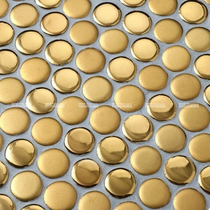 Precio de Fábrica, Azulejo de Cerámica Circular de 19 mm, Brillante y Mate, Mosaico Redondo Dorado para Paredes de Cocina, Baño y Revestimiento - Product Image 2