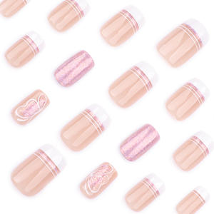 24 Uds <span class=keywords><strong>Uñas</strong></span> acrílicas hechas a máquina Simple <span class=keywords><strong>blanco</strong></span> estilo francés corto cuadrado prensa-<span class=keywords><strong>en</strong></span> dedos falsos diseño al por mayor <span class=keywords><strong>uñas</strong></span> - Product Image 3