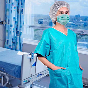Ensemble de blouses chirurgicales jetables en SMS tissé certifié CE, unisexe, vêtements de protection médicale, tenue <span class=keywords><strong>chirurgicale</strong></span>, vêtements de travail hospitaliers - Product Image 1