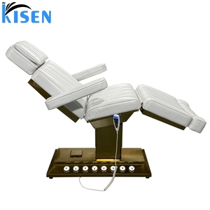 Lit de massage électrique KISEN en acier inoxydable blanc avec base dorée pour salon de beauté, équipement de spa à 3/4 moteurs - Product Image 6
