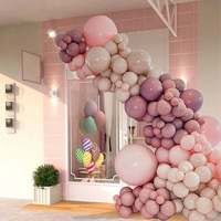 Kits d'Arche de Chaîne de Ballons DIY Rétro Blanc Mat Maca Rose Rouge Poudre Macaron pour Décoration de Fête d'Anniversaire, Mariage, Baby Shower