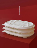 Moderne Dim Sum Bakje Deksel 232x164x83mm Gecompartimenteerde Biologisch Afbreekbare Wegwerp Ravioli Schaal voor Authentieke Dumpling Huisjes