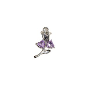 Colgante de aleación de diamante morado con forma de corazón, cruz, alas y lazo, accesorio de joyería para bricolaje, para pendientes, pulseras y collares de mujer - Product Image 5