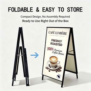 Floor-standing <b>LED</b> ultra-thin pull-out <b>light</b> <b>box</b> foldable A-frame poster stand billboard sign holder promotional stand bracket - Product Image 3