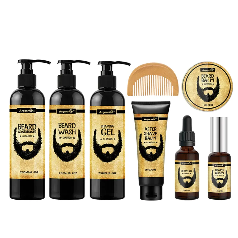 Private label men natural beard oil balm shampoo moisturize set for men dry damaged beard