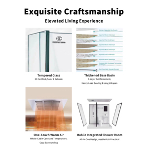 Conjunto de Baño Integrado Impermeable YEETE - Estructura de Acero y PVC con Inodoro y <span class=keywords><strong>Mampara</strong></span> de <span class=keywords><strong>Ducha</strong></span>, Ahorro de Espacio para Apartamentos/Hoteles - Product Image 4