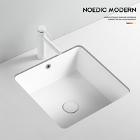Bassin en pierre encastrée en céramique de grande capacité, design moderne, carré, simple bassin, salle de bains d'hôtel, égouttoir pour le lavage du visage
