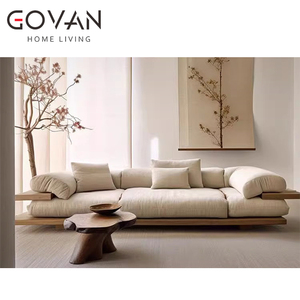 Wabi Sabi Luxuriöses Massivholz-Stoffsofa mit Schwammfüllung für Wohnzimmer in Apartments und Villen - Product Image 3