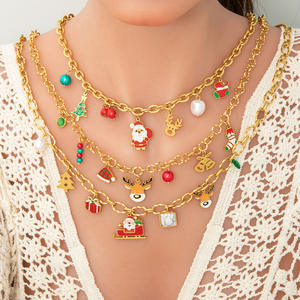 สร้อยคอแฟชั่นชุบทอง 18K หลายชั้น สไตล์คริสต์มาส สำหรับเทศกาลวันหยุด  แบบยุโรป-อเมริกัน  ทำจากสแตนเลส - Product Image 2