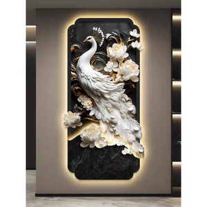 Peinture murale moderne de paon pour salon, couloir, peinture en porcelaine de cristal, tableau décoratif suspendu sur toile pour couloir - Product Image 1