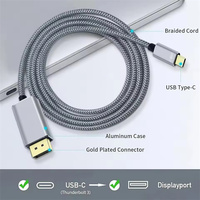 Câble adaptateur USB C vers DisplayPort Cordon d'affichage unidirectionnel Type-C vers DP 1.4 8K Compatible avec Thunderbolt3 pour ordinateur portable