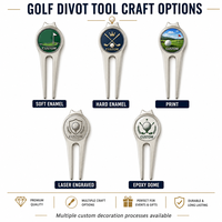 Outil de réparation de divots de golf rond en métal de luxe, personnalisé, avec logo de club de golf et marqueur de balle, vente en gros