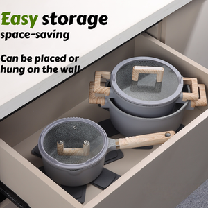 Ensemble de 13 casseroles de cuisine de qualité supérieure, cocotte-minute, grande taille, casserole, poê<span class=keywords><strong>le</strong></span> à frire, casseroles en céramique antiadhésives, batterie de cuisine en aluminium avec couvercle - Product Image 2