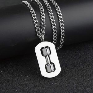 Dumbbell Design Pendants Necklaces Stainless Steel Jewelry Highly Polished Cuban <b>Chain</b> Statement Jewellery - Product Image 1