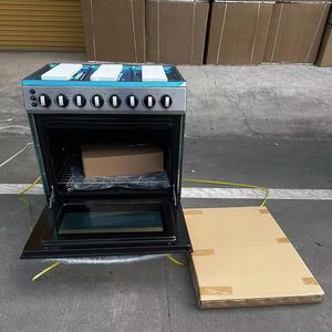 Cuisinière électrique et à <span class=keywords><strong>gaz</strong></span> à 6 brûleurs avec <span class=keywords><strong>four</strong></span>, en acier inoxydable givré, autoportante, 120 L, rangées de brûleurs supérieures/inférieures - Product Image 1