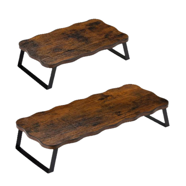 Retro Wooden Laptop Stand Solid Wood Desktop Shelf Minimalist Computer Monitor Support Single Layer Design