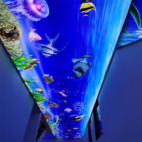 LeArt UV Ocean Printing Sun Flower Pattern Blue Sky White Cloud Pattern Area Design Stretch Ceiling