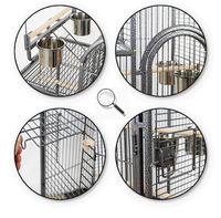 Cage à oiseaux pliable en acier inoxydable noir thermolaqué, capacité 25 lb, emballage respirant, populaire pour perroquets d'intérieur