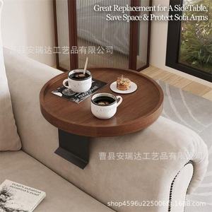 Bandeja para reposabrazos de sofá, mesa redonda de madera de bambú para taza de café, almacenamiento de libros, mesa auxiliar móvil para el hogar - Product Image 4