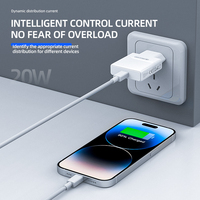 Adaptateur d'alimentation à charge rapide Type-C ultra-fin PD 3.0 20W avec QC3.0 pour téléphones