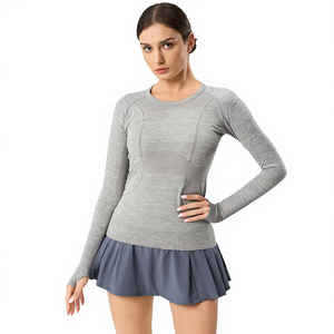 <span class=keywords><strong>Camiseta</strong></span> Deportiva de Yoga para Mujer, <span class=keywords><strong>Nueva</strong></span>, Transpirable, Sin Costuras, Sensación Desnuda, Ajustada, 100% Nailon, Manga Tres Cuartos, para Correr al Aire Libre, Fitness - Product Image 1