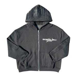 Sweats à fermeture éclair brodés pour hommes de haute qualité 100% coton à capuche lavé Technics coupe surdimensionnée imprimé - Product Image 1