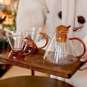 Danish Nordic camellia teapot, creative ins amber color high borosilicate glass home retro set - Product Image 3