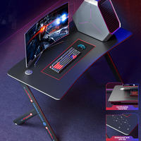 Escritorio Gamer de Madera, Moderno, con Superficie de Metal Negro, Mesa para Computadora
