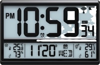 Jam dinding Digital panas persegi besar dengan dalam ruangan luar ruangan kelembaban suhu ruang tamu listrik disesuaikan Logo CE tampilan LCD